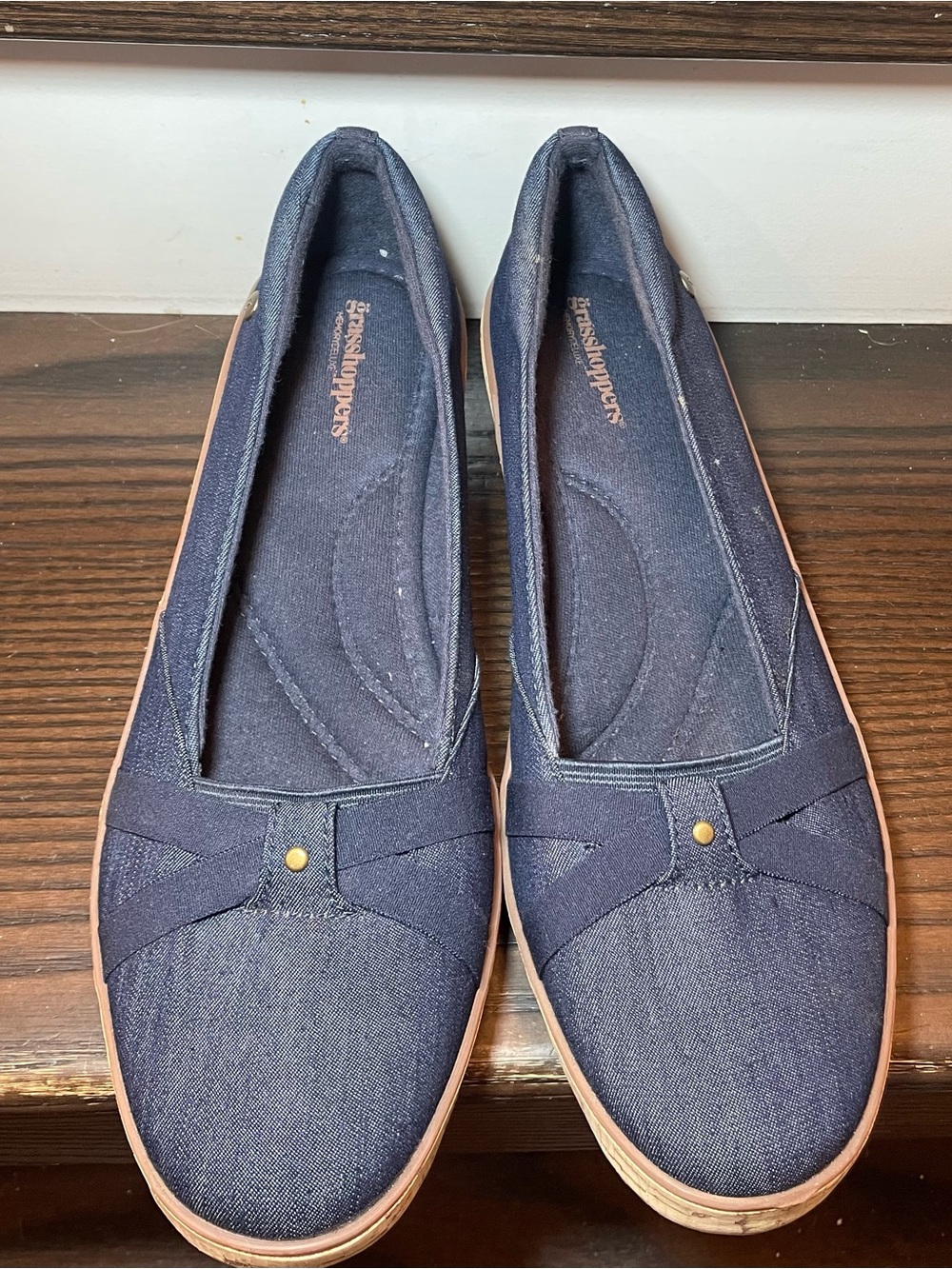 Grasshoppers Shoes Women’s 8.5 Ortholite Cork Wedge Round Toe Blue